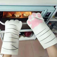 3D мультфильм кошка лапы печенья Mitts термостойкие нескользящие кухонные перчатки длинные хлопковые выпечки изоляционные перчатки микроволновая печь