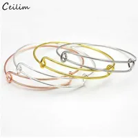 Lot 10pcs Cheap Wholesale Expandable Wire Bracelets Bangles for Women Kids 50 58 65mm Diy Jewelry Making Chic Q0719