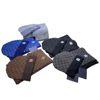 Luxo moda xadrez cachecóis casual lenço e chapéu conjunto inverno lãs de malha fisios de malha qualidade de topo chapéus quentes homens wome boné
