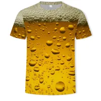 2021 Bira Su Damlası Şarap Cam Elemanı Erkekler T-Shirt Yaz 3D Baskı Rahat Streetwear Cosplay Kostüm T Gömlek Moda Harajuku Top Tees Unisex Giyim