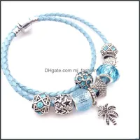 Beaded, Strands Bracelets Jewelry Genuine Leather For Women Clasp Trendy Rope Chain Sier Plated Charm Beads Europe Bracelet Bangles Drop Del