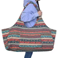 Outdoor Bags Large Capacity Yoga Bag Portable Pilates Mat Organizer Bohemian Style Printed Tote Carrier Multifunctional Canvas Storage Pack