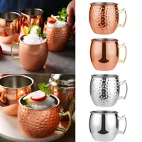 Pineapple cup Hammered Copper plated Stainless Steel Moscow Mule Mug Drum-Type Beer Cup Coffe Cup Water Glass Drinkware 550ML