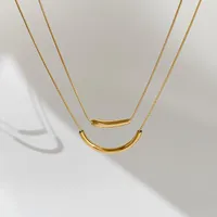 Zincirler Peri'sbox Altın Renk Titanyum Çelik Patlıcan Viraj Tüp Yılan Zincir Kolye Kadınlar için Trendy Lüks Küçük Sevimli Kolye
