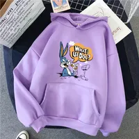 Paris Girl Cartoon Bugs Bunny Printing Hoodies Dames Lente en Herfst Koreaanse Losse Unisex Coole Hooded Streetwear Hoody 210524