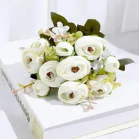 إكليل الزهور الزخرفية الأوروبية خمر بونجا هاسان الحرير الاصطناعي ارتفع 6 رئيس الزفاف الدعائم الأجهزة