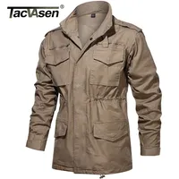 Tacvasen Army Field Jacket Heren Militaire Katoen Hooded Jas Parka Groen Tactische Uniform Windjack Hunting Kleding Overjas 220301
