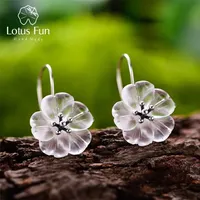 Lotus Fun Real 925 Sterling Silver Earrings Handmade Designer Fine Jewelry Flower in the Rain Fashion Dangle Earrings for Women 220121