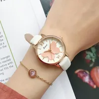 손목 시계 여성 쿼츠 시계 패션 캐주얼 나비 패턴 숙녀 손목 시계 Ulzzang 브랜드 크리 에이 티브 선물 시계