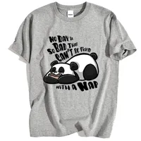 T-shirts T-shirts I Slaap Cartoons Panda Print Mens T-shirt Zomer Katoen T-shirt Crewneck Ademend Tops Losse Mode