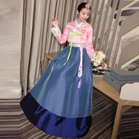 Chegue 6 Color Coreano Tradicional Vestido Bride Folk Dance Traje de Luxo Asia Pacific Islands Roupas para as mulheres Étnica