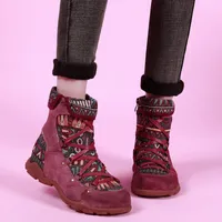 RIMOCY 2020 Yeni Ulusal Rüzgar Çapraz Bağlı Ayakkabı Kadın Karışık Renk Fermuar Ayak Bileği Çizmeler Kadın Artı Boyutu Botas Mujer R0jo #