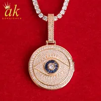 Aokaishen Custom Photo Pendants Men Necklace Eye Round Circle Medallion Hip Hop Jewelry Gift
