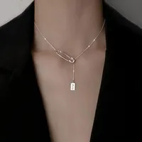 Стерлинговые серебряные скрепки ожерелье Элегантное квадратное письмо Creative Rock для женщин Дружба ювелирных изделий Подарочные цепи