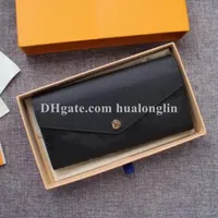 Kvinnor pl￥nb￶cker Kvinnor Purse Wallet Original Box Leather Kvalitet Datum Kod Korth￥llare Blomma bokst￤ver pr￤glade m￶nster