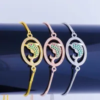 Charm Bracelets Juya Design Luxury Green Crystals Cute Dolphin Charms Adjustable Chains For Women Ocean Style Jewelry