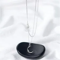 Koreański styl Nowa Moda Słodki Księżyc 925 Sterling Silver Jewelry Temperament Crescent Clavicle Chain Naszyjniki H418 438 B3