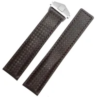 Uhren Bands Kohlefaser Textur Echtes Leder unten Armband für Tag Armband Männer Braune Riemen 20mm mit Faltschnalle