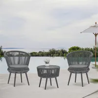 US-amerikanische lager moderne outdoor garten sets tisch und stuhl gewebt gürtel seil wicker hand-make weben möbel swivel 3 stücke rattan stuhl a46
