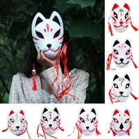 Masques de renard avec glands Bells peints à la main Style japonais Anime Cosplay Masques Party Masquerade Halloween Masque Masque Accessoires Q0806