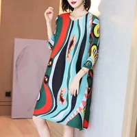 Mother's Age-reductie Print jurk lente 2021 dames losse plus size geplooide casual jurken