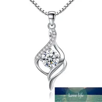 100% 925 Sterling Silver New Mode Crystal Brillant Mesdames 'Colliers Courtes Box Chaîne Femmes Bijoux Bijoux Cadeau d'anniversaire Grossiste en gros