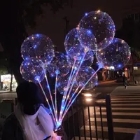 Luminous LED Balloon Transparent Colored Flashing Lighting Balloons With 70cm Pole Wedding Party Decorations Holiday Supply a31