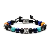 Moda jewerly natrual pedras quadradas mix de pulseira e combinar azul preto ágata de pedra vulcânica braceletes ajustáveis ​​para unisex kimter-a10x