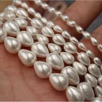 Cadenas DIY Material de joyería de bricolaje Perlas en forma de especial Orificio recto Configuración de gota Cuentas de concha Multi Especificación Blanco