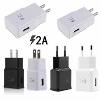 ADAPTATIVE FAST CHARGEMENT Mur USB Chargeur rapide Chargeur rapide Full 5V 2A Adaptateur US EU Bouchon pour Samsung Galaxy S20 S10 S9 S6 Note 10