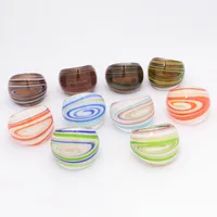 10PCS/Lot Randomly Mixed With Coloured Glaze Ring Murano Gold Foil Color Starry Sky Pattern Rings More 17-19 mm