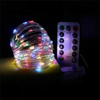 Bulbos 100led Waterpoor LED String USB Twinkle Fairy Lights Cobre Wire Fiesta Jardín de Navidad Decoración de vacaciones Remoto
