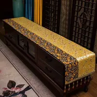 Custom Luxury Chinese Dragon Silk Satin Universal Dammkåpa Tyg Heminredning Tea Matbord Runner TV Cabinet Dammskyddad täckning