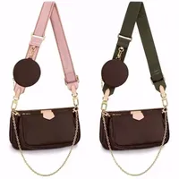 Designers mulheres ombro sacos de luxo pochette 3 pcs couro crossbody bolsa senhora flor bolsas bolsa de moedas com código de data