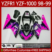 Bodywork-Kit für Yamaha YZF-1000 YZF-R1 YZF1000 YZFR1 98 99 00 01 BODY 82NO.159 YZF R1 1000CC 1998-2001 YZF 1000 CC R Pink Flames 1 1998 1999 2000 2001 Motorradverkleidung