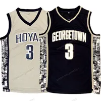 Ship From US Allen Iverson #3 Georgetown Hoyas College Basketball Jersey Men&#039;s All Stitched Blue Gray Size S-3XL Top Quality