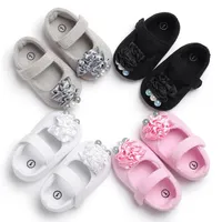 First Walkers Sprid Aung Antum0-1 Years Oln D Girl Baby Flowers ABS Pearl Princess Shoes Soft Bottom Non-slip Toddler