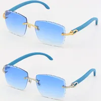 Nova Madeira azul sem aro c decoração vintage óculos de sol quente quadrado rosto rosto cinzelando lente unisex condução óculos 18k moldura de metal ouro eyewear masculino