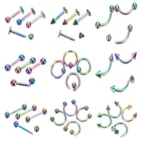 Kimter Fashion Body Jewelry Navel Piercing Lot Stainless Steel Nose Horseshoe Lip Tongue Eyebrow Tragus Belly Ring Tools 9pcs/set K87FA