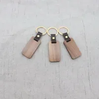 Kundenspezifischer Außenhandel Holzschlüsselanhänger kann gedruckt werden, quadratische Lederschnalle Key Ring Anhänger