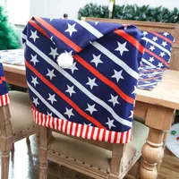 Bağımsızlık Günü ABD Ulusal Bayrak Sandalye Kapak Restoran Bar Festivali Parti Ev Dekor Yemek Arkalığı Kapakları 58 * 49 cm