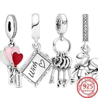 100% Real 925 Sterling Silver Love Key Pendant Charm Lämplig för Original Pandora Armband Ladies Utsökt Smycken Gift