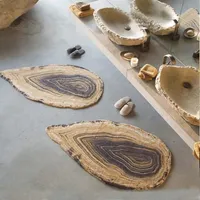 Tapetes de madeira artificial anel anual anel 3d Carpet Sala de estar de cozinha de cozinha banheiro anti-deslizamento