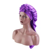 Fashion Long Hair Bonnet Satin Dreadlock Braid Cap avec des liens réglables Bow Sleeping Chaps Emballage Night Cap Hair Care Bonnet