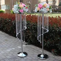 Candle Holders Tall Wedding Flower Chandeliers Crystal Stand With Acrylic Bead Pendants For Table Centerpiece Marriage Event