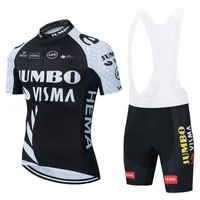 Tour de France 2021 Pro Team Jumbo Visma Велоспорт Джерси Набор Летний Дышащий с коротким рукавом Велоспорт Одежда для велосипеда Одежда Bib Шорты Костюм