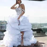 Off Pleek 2021 Свадебные платья Платья рюшачьего Юбки Спудственная линия Бримальный аппликационный Сплит Саудовский Арабский