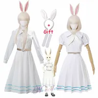 Nieuwe Anime Cosplay Beastars Haru Kostuum Lolita Jurk Pruik Oren Dames Japanse School Uniform Wit Konijn Halloween Kostuum Q0821