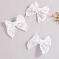 Hair Accessories 1pcs White Baby Clips Cotton Bows Kids Girls Hiarpins For Children Barrettes Butterfly BB Clip Girl