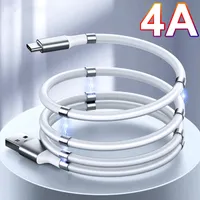 Cuerda magnética Cable de telefonía celular de carga rápida Cable de sincronización de datos 4A Cable USB para micro tipo-C Cargador iPhone Samsung Xiaomi Huawei Datos Línea de rayos